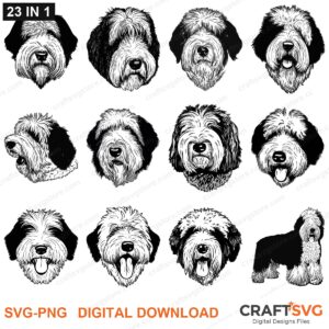 Old English Sheepdog SVG bundle - Old English Sheepdog dog designs for Cricut and Silhouette, instant digital download