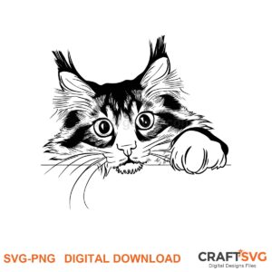 Peeking Oriental Longhair cat SVG PNG design for Cricut and Silhouette, instant download