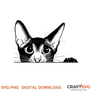 Peeking Oriental Shorthair cat SVG PNG design for Cricut and Silhouette, instant download