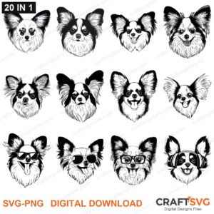 Papillon SVG bundle - Papillon dog designs for Cricut and Silhouette, instant digital download