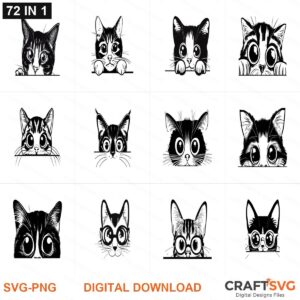 Peeking Cats SVG | Peeking Cats PNG | Peeking Cats SVG Bundle | Digital Download Designs for Cricut and Silhouette | Commercial Use