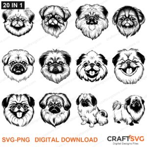 Pekingese SVG bundle - Pekingese dog designs for Cricut and Silhouette, instant digital download
