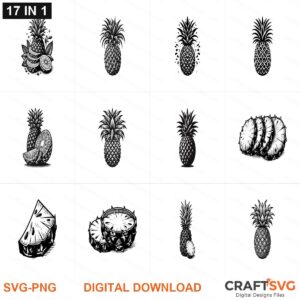 Pineapple SVG | Pineapple PNG | Pineapple SVG Bundle | Digital Download Designs for Cricut and Silhouette | Commercial Use