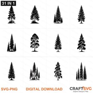Pinetree SVG | Pinetree PNG | Pinetree SVG Bundle | Digital Download Designs for Cricut and Silhouette | Commercial Use