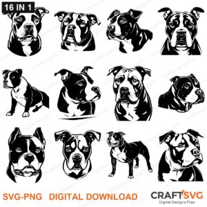 Pitbull SVG bundle - Pitbull dog designs for Cricut and Silhouette, instant digital download