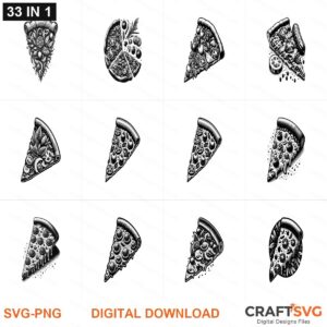 Pizza SVG | Pizza PNG | Pizza SVG Bundle | Digital Download Designs for Cricut and Silhouette | Commercial Use