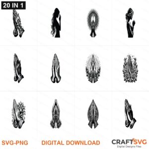 Praying Hands SVG | Praying Hands PNG | Praying Hands SVG Bundle | Digital Download Designs for Cricut and Silhouette | Commercial Use