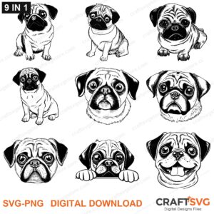 Puggle SVG bundle thumbnail for Cricut and Silhouette