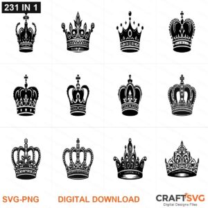 Queen Crown SVG | Queen Crown PNG | Queen Crown SVG Bundle | Digital Download Designs for Cricut and Silhouette | Commercial Use