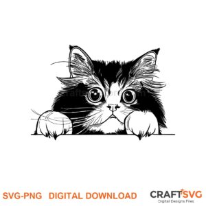 Peeking Ragamuffin cat SVG PNG design for Cricut and Silhouette, instant download