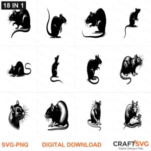 Rat SVG | Rat PNG | Rat SVG Bundle | Digital Download Designs for Cricut and Silhouette | Commercial Use