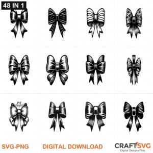 Ribbon bow SVG | Ribbon bow PNG | Ribbon bow SVG Bundle | Digital Download Designs for Cricut and Silhouette | Commercial Use