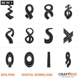 Road Clipart SVG | Road Clipart PNG | Road Clipart SVG Bundle | Digital Download Designs for Cricut and Silhouette | Commercial Use