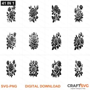 Rose SVG | Rose PNG | Rose SVG Bundle | Digital Download Designs for Cricut and Silhouette | Commercial Use