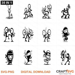 STICK FIGURES SVG | STICK FIGURES PNG | STICK FIGURES SVG Bundle | Digital Download Designs for Cricut and Silhouette | Commercial Use