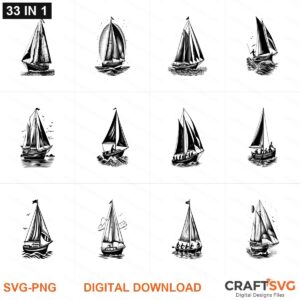 Sailboat SVG | Sailboat PNG | Sailboat SVG Bundle | Digital Download Designs for Cricut and Silhouette | Commercial Use