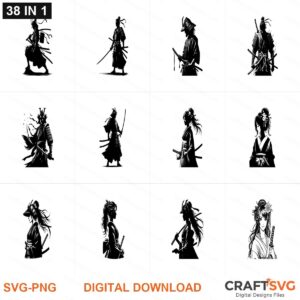 Samurai SVG | Samurai PNG | Samurai SVG Bundle | Digital Download Designs for Cricut and Silhouette | Commercial Use