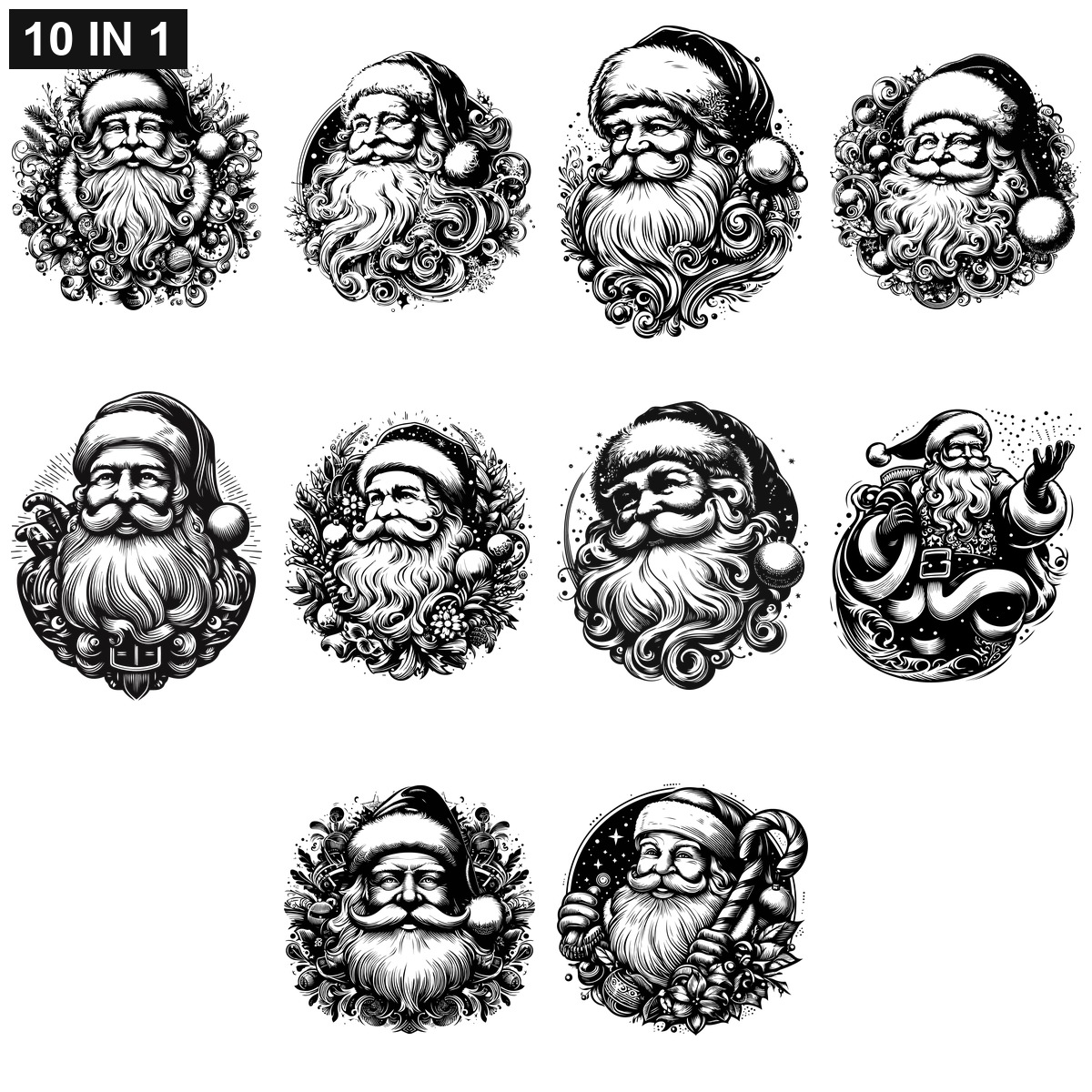 Santa Face SVG bundle preview - all Santa Face cut file designs included for Cricut and Silhouette