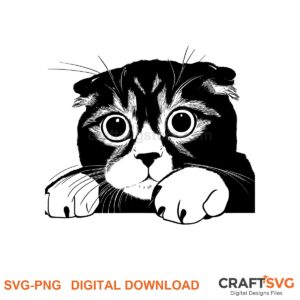 Peeking Scottish Fold cat SVG PNG design for Cricut and Silhouette, instant download