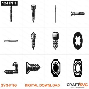 Screw SVG | Screw PNG | Screw SVG Bundle | Digital Download Designs for Cricut and Silhouette | Commercial Use