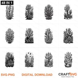 Sea Coral SVG | Sea Coral PNG | Sea Coral SVG Bundle | Digital Download Designs for Cricut and Silhouette | Commercial Use
