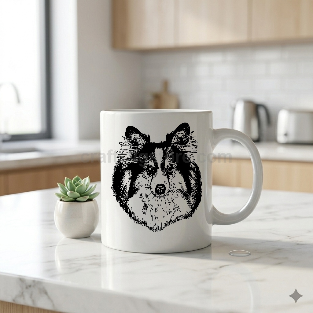 Shetland Sheepdog SVG on a coffee mug - Shetland Sheepdog dog lover gift mockup
