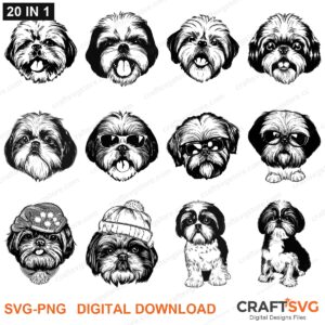 Shih Tzu SVG bundle - Shih Tzu dog designs for Cricut and Silhouette, instant digital download