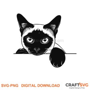 Peeking Siamese cat SVG PNG design for Cricut and Silhouette, instant download
