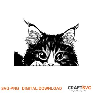Peeking Siberian cat SVG PNG design for Cricut and Silhouette, instant download