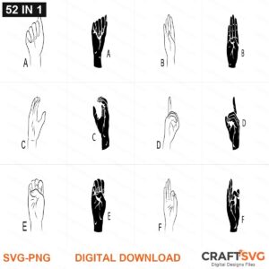 Sign language SVG | Sign language PNG | Sign language SVG Bundle | Digital Download Designs for Cricut and Silhouette | Commercial Use