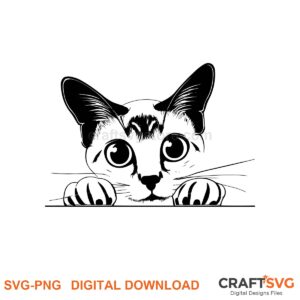 Peeking Singapura cat SVG PNG design for Cricut and Silhouette, instant download