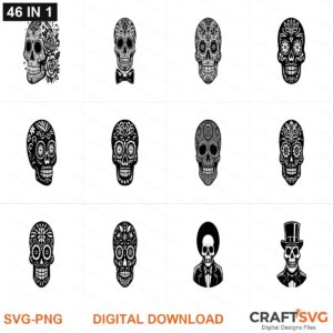 Skulls SVG | Skulls PNG | Skulls SVG Bundle | Digital Download Designs for Cricut and Silhouette | Commercial Use