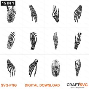Slkeleton Hands SVG | Slkeleton Hands PNG | Slkeleton Hands SVG Bundle | Digital Download Designs for Cricut and Silhouette | Commercial Use