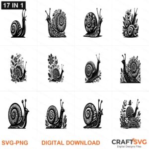 Snail SVG | Snail PNG | Snail SVG Bundle | Digital Download Designs for Cricut and Silhouette | Commercial Use