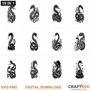 Snake SVG | Snake PNG | Snake SVG Bundle | Digital Download Designs for Cricut and Silhouette | Commercial Use