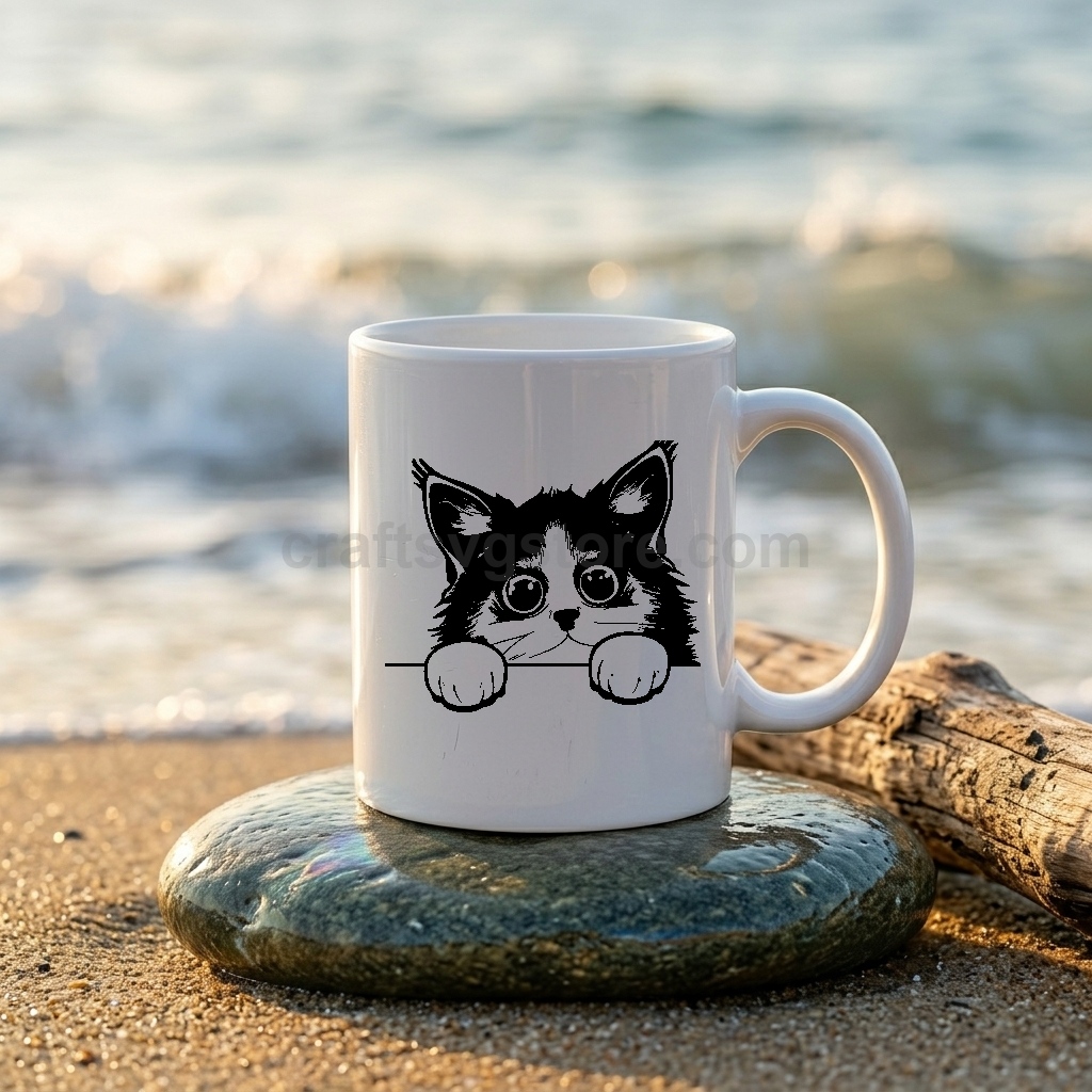 Peeking Sokoke cat SVG on a coffee mug - Sokoke cat lover gift mockup