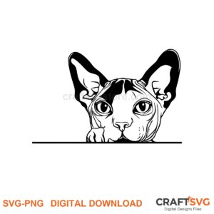 Peeking Sphynx cat SVG PNG design for Cricut and Silhouette, instant download