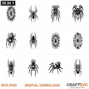 Spider SVG | Spider PNG | Spider SVG Bundle | Digital Download Designs for Cricut and Silhouette | Commercial Use