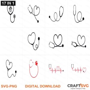 Stethoscope SVG | Stethoscope PNG | Stethoscope SVG Bundle | Digital Download Designs for Cricut and Silhouette | Commercial Use