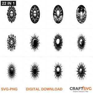 Sun SVG | Sun PNG | Sun SVG Bundle | Digital Download Designs for Cricut and Silhouette | Commercial Use