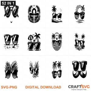 Sunglasses SVG | Sunglasses PNG | Sunglasses SVG Bundle | Digital Download Designs for Cricut and Silhouette | Commercial Use
