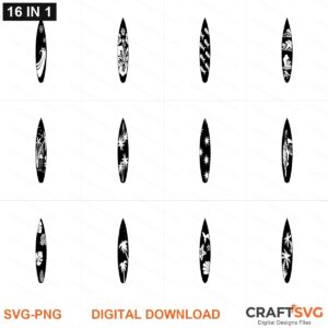 Surfboard SVG | Surfboard PNG | Surfboard SVG Bundle | Digital Download Designs for Cricut and Silhouette | Commercial Use
