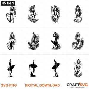 Surfer SVG | Surfer PNG | Surfer SVG Bundle | Digital Download Designs for Cricut and Silhouette | Commercial Use