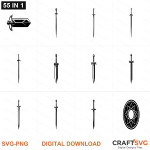 Sword SVG | Sword PNG | Sword SVG Bundle | Digital Download Designs for Cricut and Silhouette | Commercial Use