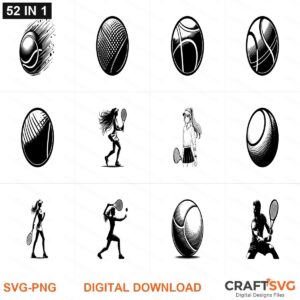 Tennis SVG | Tennis PNG | Tennis SVG Bundle | Digital Download Designs for Cricut and Silhouette | Commercial Use