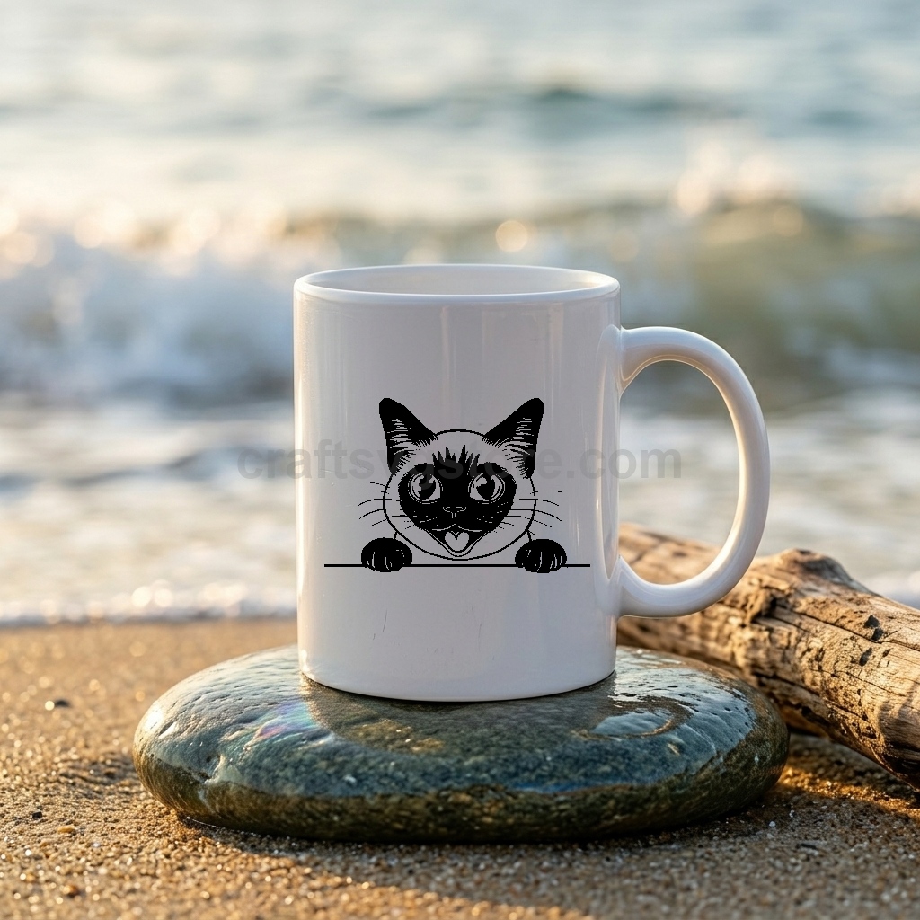 Peeking Tonkinese cat SVG on a coffee mug - Tonkinese cat lover gift mockup