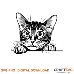 Peeking Toyger cat SVG PNG design for Cricut and Silhouette, instant download