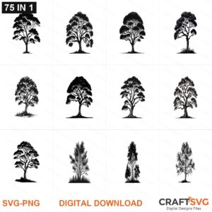 Trees with namelist SVG | Trees with namelist PNG | Trees with namelist SVG Bundle | Digital Download Designs for Cricut and Silhouette | Commercial Use