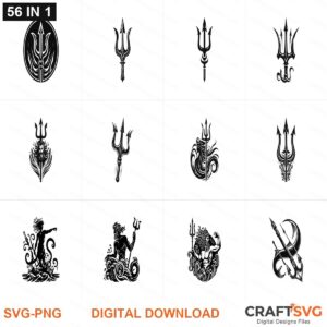 Trident SVG | Trident PNG | Trident SVG Bundle | Digital Download Designs for Cricut and Silhouette | Commercial Use