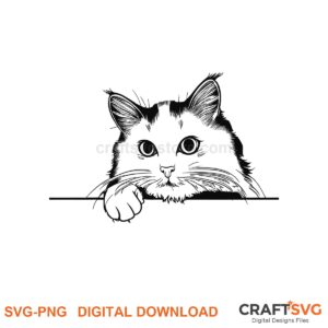 Peeking Turkish Van cat SVG PNG design for Cricut and Silhouette, instant download